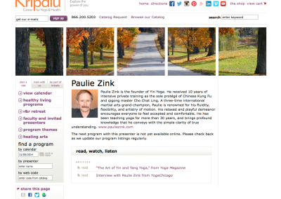 Challenging Bernie Clark Yin Yoga Misconceptions Paulie Zink bio at Kripalu center for yoga and health website