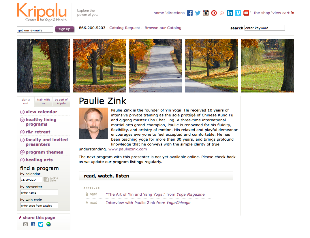 Rebuttal to Bernie Clark Yin Yoga Article Paulie Zink bio at Kripalu center for yoga and health website