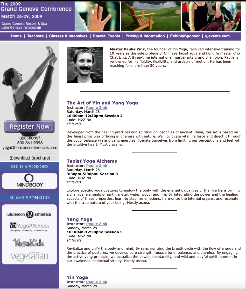 Rebuttal to Bernie Clark Yin Yoga Article Paulie Zink Yin yoga workshops at Yoga Journal conference, 2009