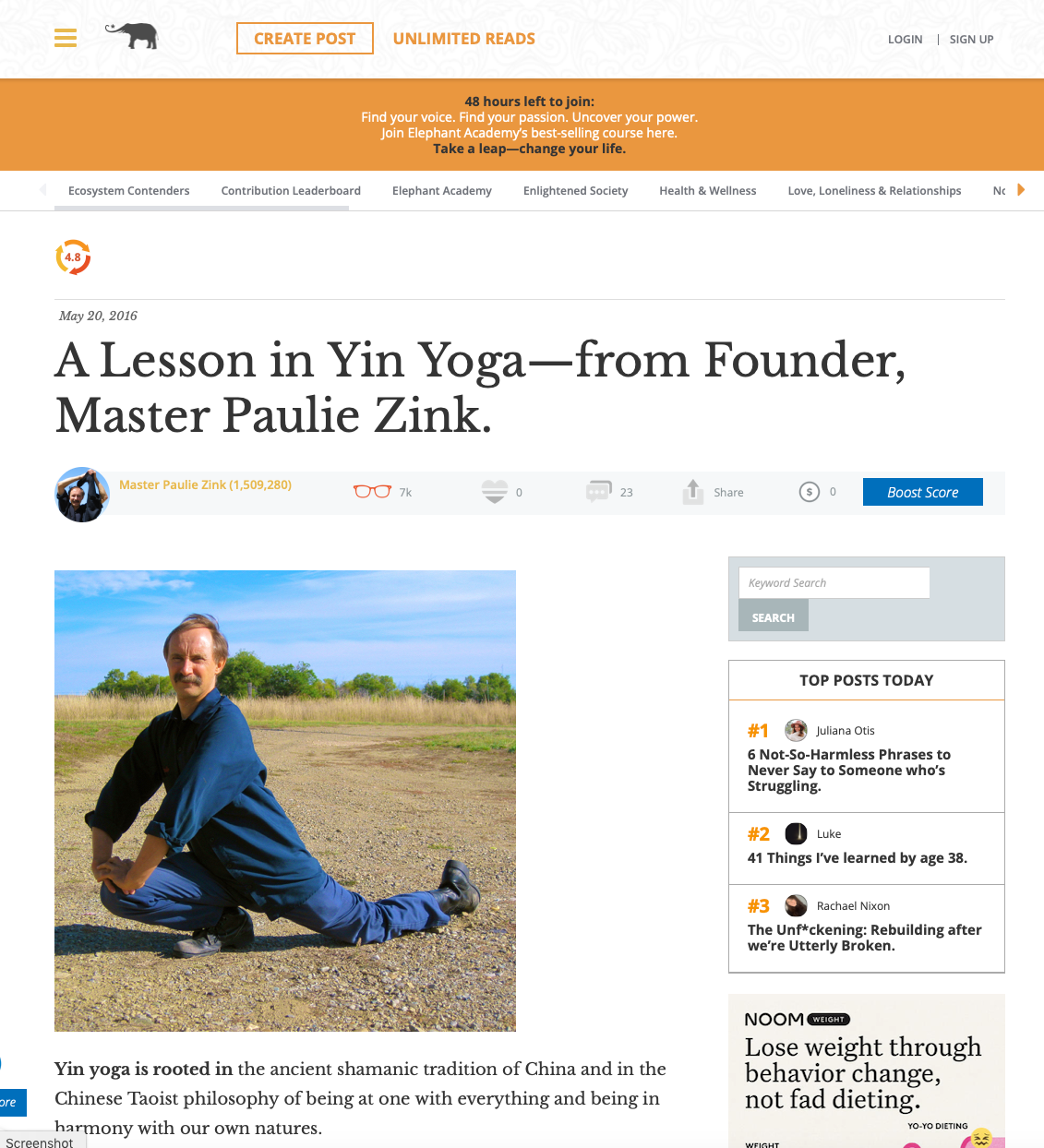 Rebuttal to Bernie Clark Yin Yoga Article Paulie Zink Yin yoga article for Elephant Journal